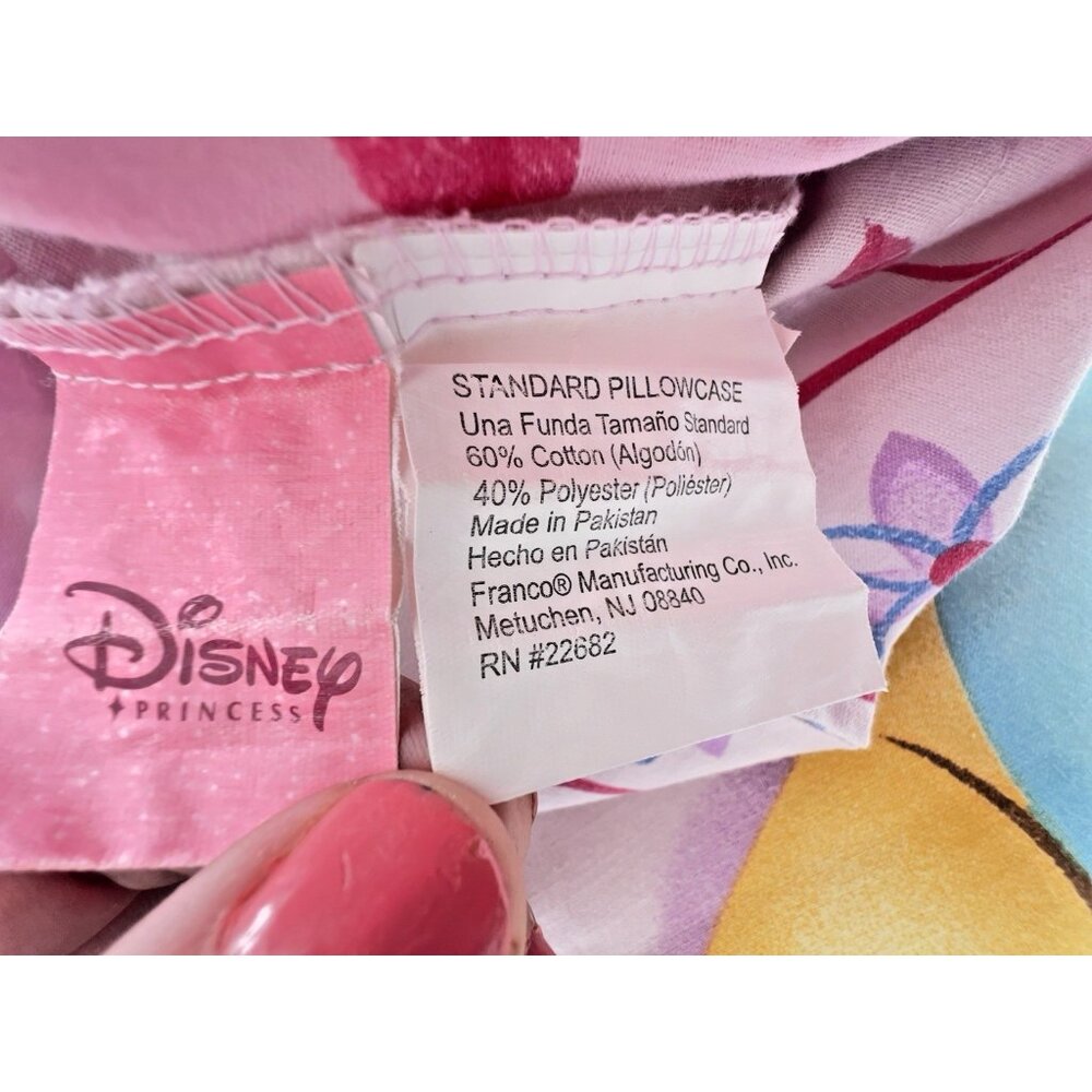 3 Pc DISNEY PRINCESS Sheet Set TWIN Flat & PAIR of 2-Sided Standard Pillowcases - Picture 6 of 16